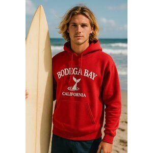 VTG Coastal Fisherman Surf Bodega Bay Heavy Weight Hoodie Sweatshirt, Size Large